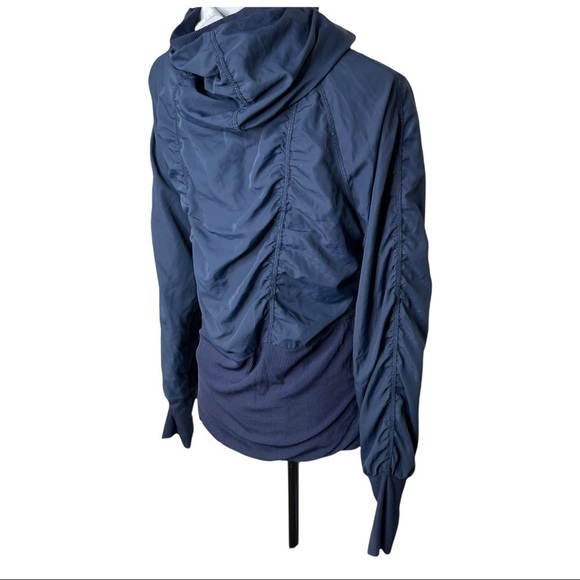 Mondetta Navy Ruched Full Zip Hoodie Track Jacket Size Medium - Picture 5 of 10